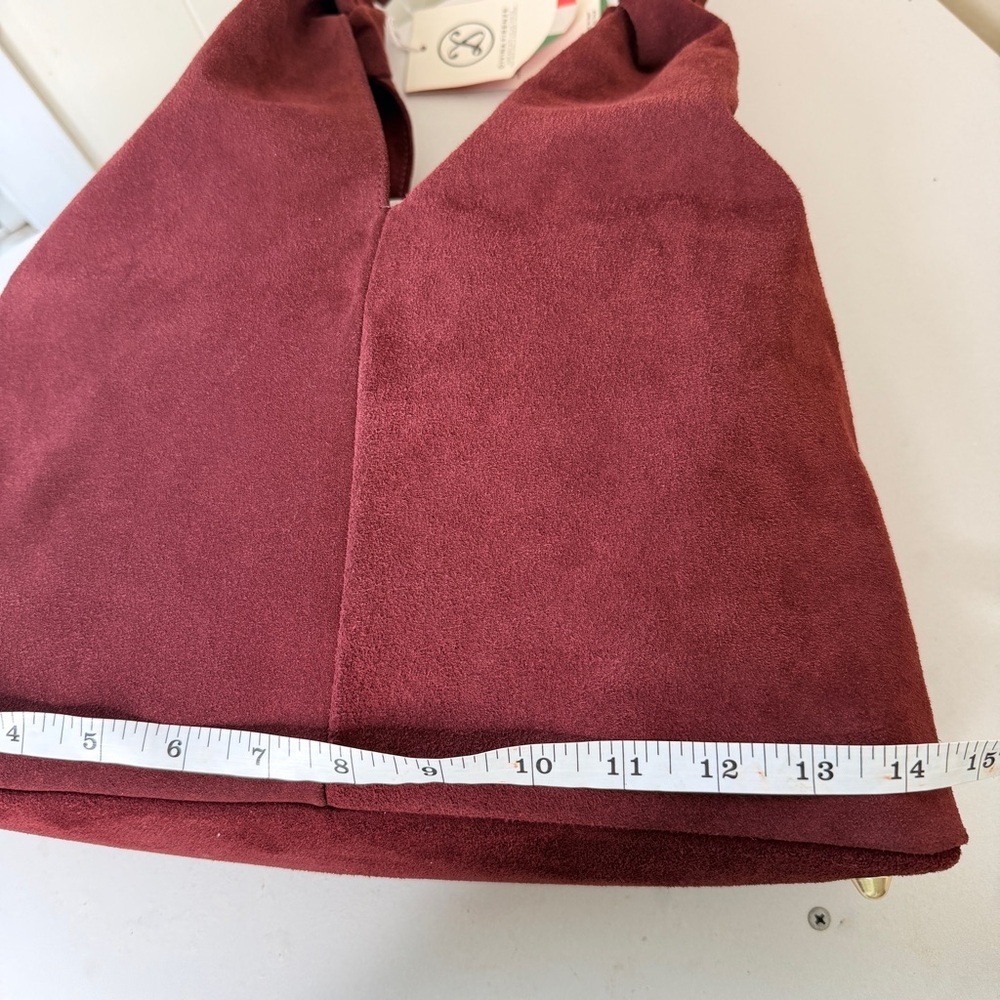 Divina Firenze Shoulder Bag Womens C/Wine Burgundy Suede Leather Handmade Italy - Picture 6 of 9